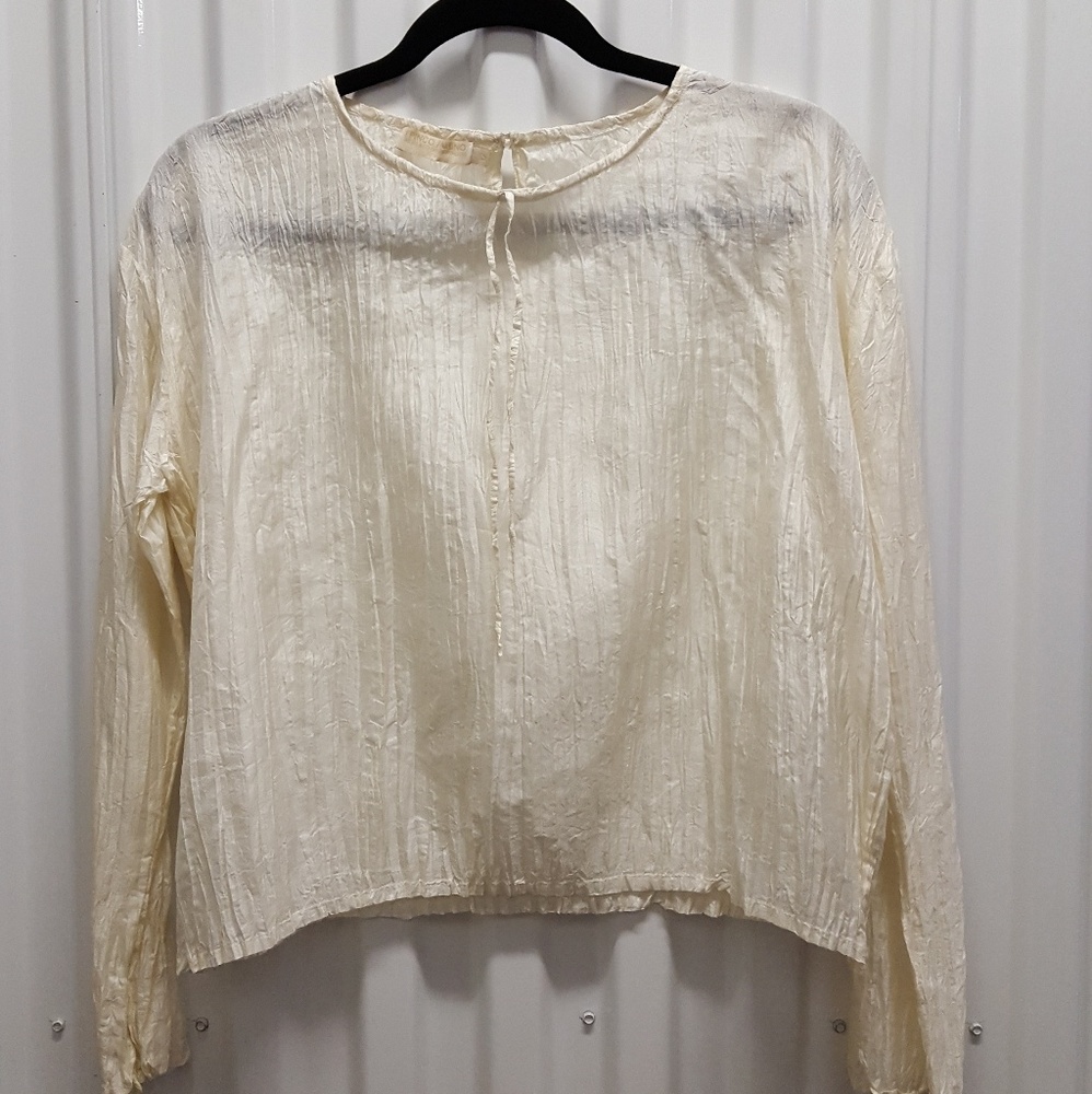 I Pinco Pallino Cropped Silk Crinkle Blouse
